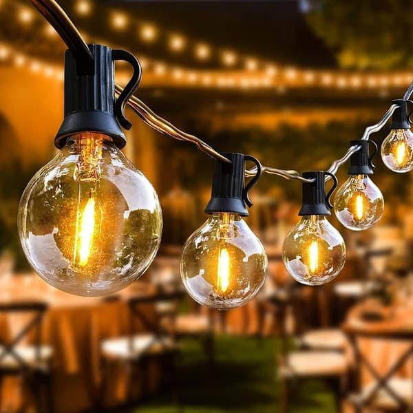 30m Outdoor String Lights, 50+2 G40 LED Bulbs, IP44 Waterproof for Patio and Party, Dimmable with Remote Control
