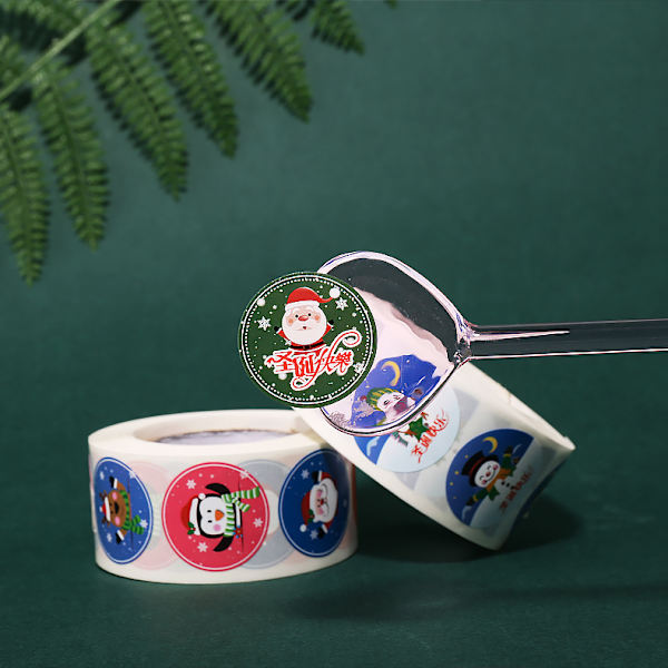 500 Juleklistremerker Julklistermerker Tetningspasta Runde Rullklistremerker Julenissen Tegneserie 134 Modell 134 Models 2.5cm 500 Stickers