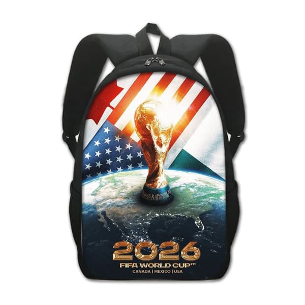 Studentrygsæk med tema fra fodbold-VM 2026, stor kapacitet 16-tommer rygsæk