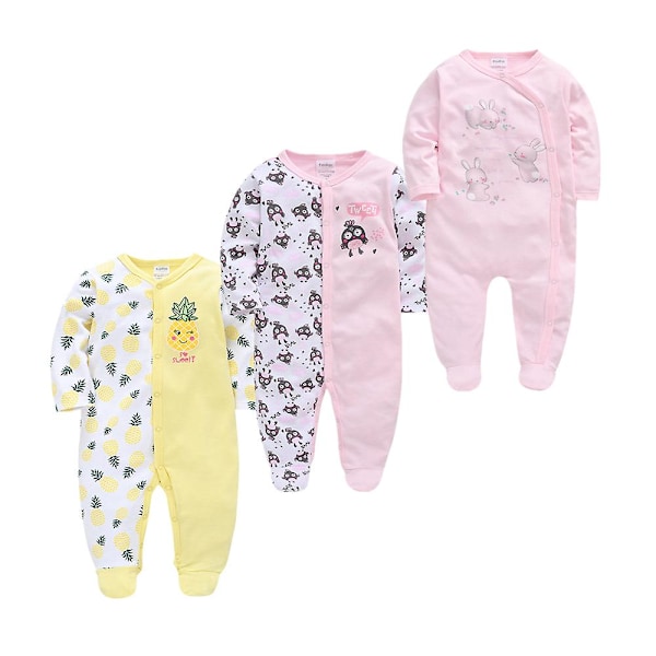 Våren Vauvan Pyjama Tytöt Pojat Haalari 132% Puuvilla Hengittävä Pehmeä Haalari Fluoresoiva Keltainen-FS1- Fluorescent Yellow 0-3M
