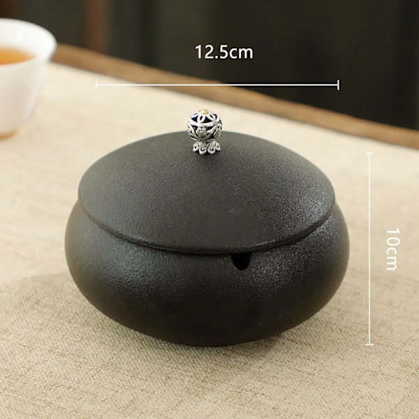 Askfat Keramik Kreativt Hem Vardagsrum Europeisk Stil Lock Askkopp Ashtray with lid (black porcelain)