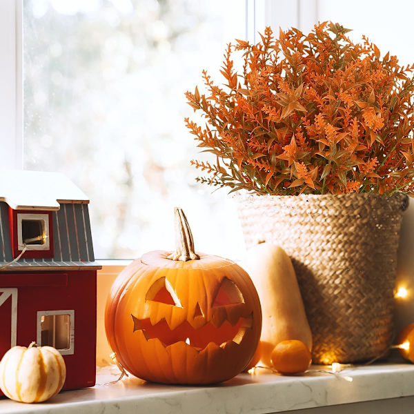 12 Buketter Konstgjorda Höstblommor - Ingen Blekning, Konstgjorda Höstväxter för Thanksgiving, Halloween, Jul, Bröllop, Fest (Mörk)