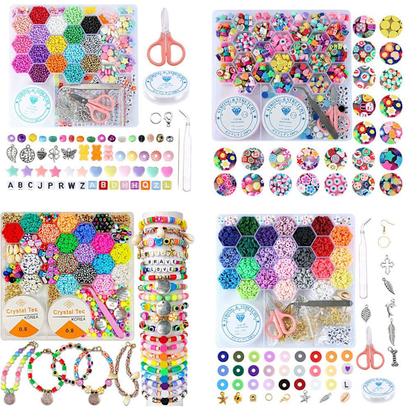 DIY Färgglada Pärlor Set Handgjorda Pärlarmband Tillbehör för Barn Flickor-X42- 5205PCS