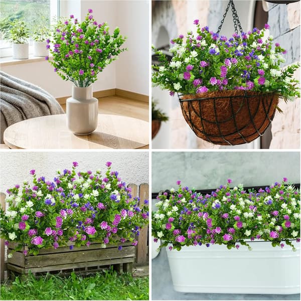 6 Pieces UV Resistant Artificial Plastic Flowers for Outdoor Use