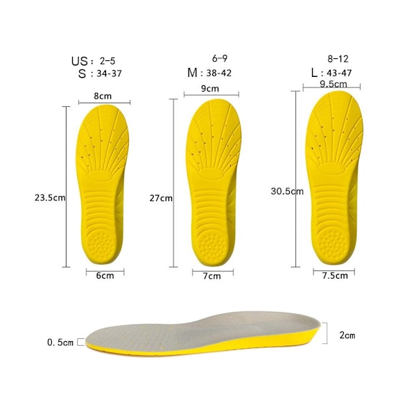 Ortopediske innleggssåler Arch Support Innleggssåler GUL L Yellow-FS2- Yellow L