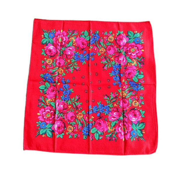 Rosblomma Tryck Huvudduk Tryckt Sjal Sjal RÖD-FS1- Red