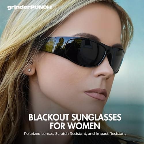 Super Dark CAT 4 Sunglasses Polarized Blackout Lenses for Light Sensitivity & Migraine Relief Wrap Around gloss / black superdark