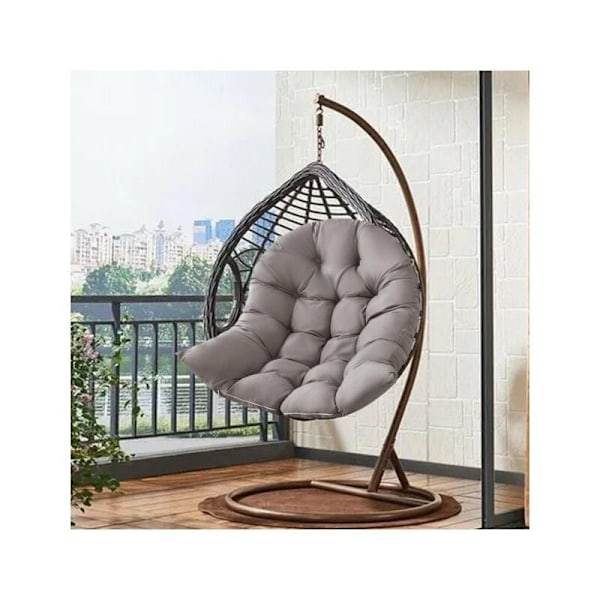Stolehynde, Rattan Lænestolshynde, Afslapningsstol Hynder til Hængende Kurv Gynge, Flettet Sædehynde til Indendørs Udendørs, 90x120cm, Grå