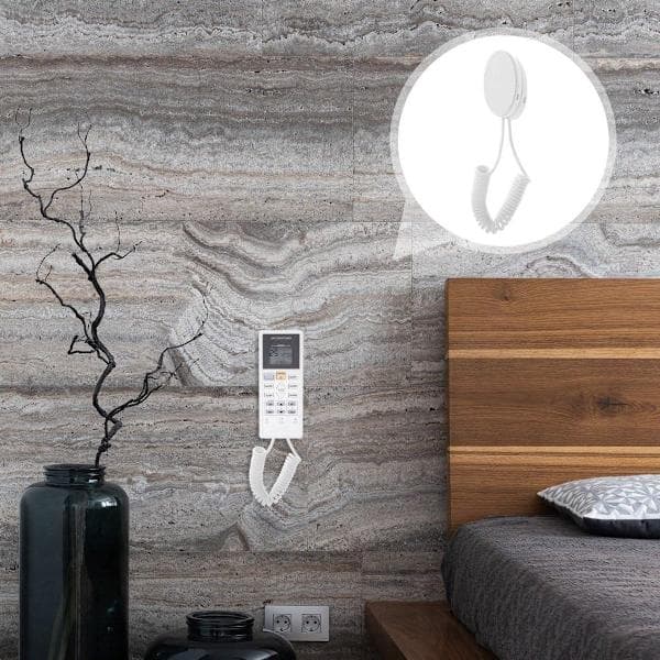 Magnetic Remote Control Holder - 4 pcs - With Spring Lanyard (120 cm) - Compatible with most remote controls and sockets - Black