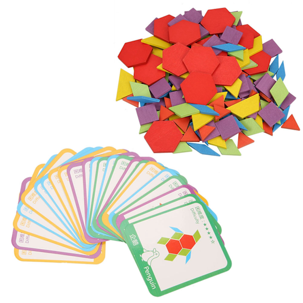 Färgglatt Träpusselbräde Set Barn Småbarn Pedagogiskt Spel Leksaker