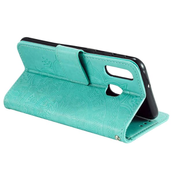 Embossed Mandala Flower Stand Wallet Leather Case for Samsung Galaxy A40 Indigo Indigo