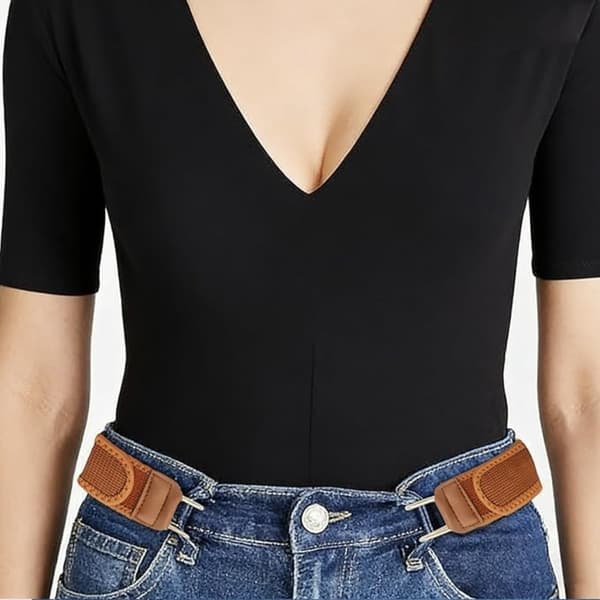 2-pak usynligt elastisk bælte til bukser og jeans, justerbar metalkrog 38 38 Khaki