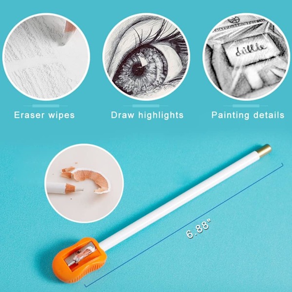 6 st raderpennor set för konstnärer, träskiss raderpenna för kolteckningar, 17,5 cm