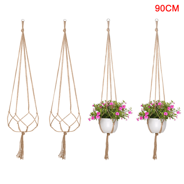 4 st Växthängare Jute Krukhållare Inomhus Hampa Rep Hängande Planterkruk Hantverk 90cm