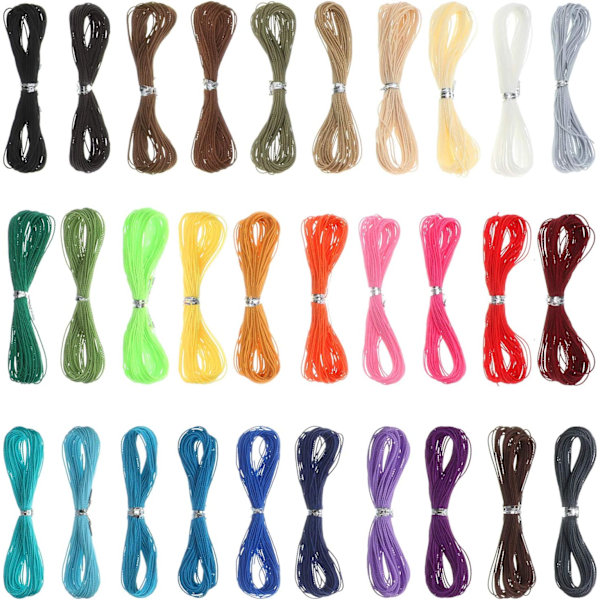 30 Färger 1mm Vaxad Tråd Pärltråd för DIY Macrame Halsband Armband Smyckestråd, 10m Varje Färg 1429