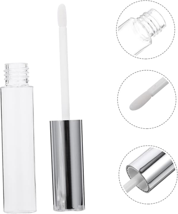 10 ml läppglansrör 12 st påfyllningsbara tomma läppglansbehållare silverlock för DIY-smink och provförvaring