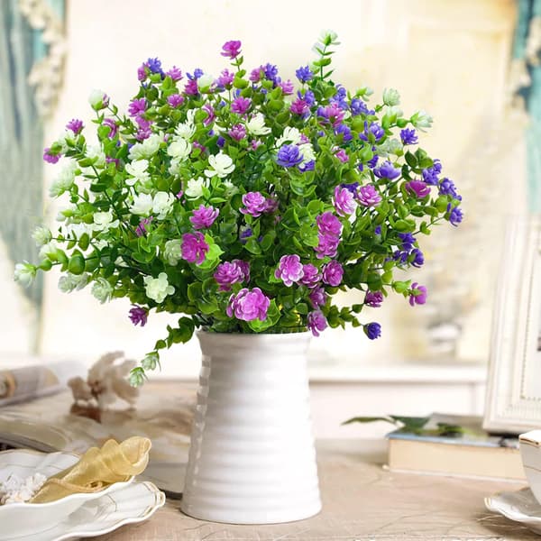6 Pieces UV Resistant Artificial Plastic Flowers for Outdoor Use