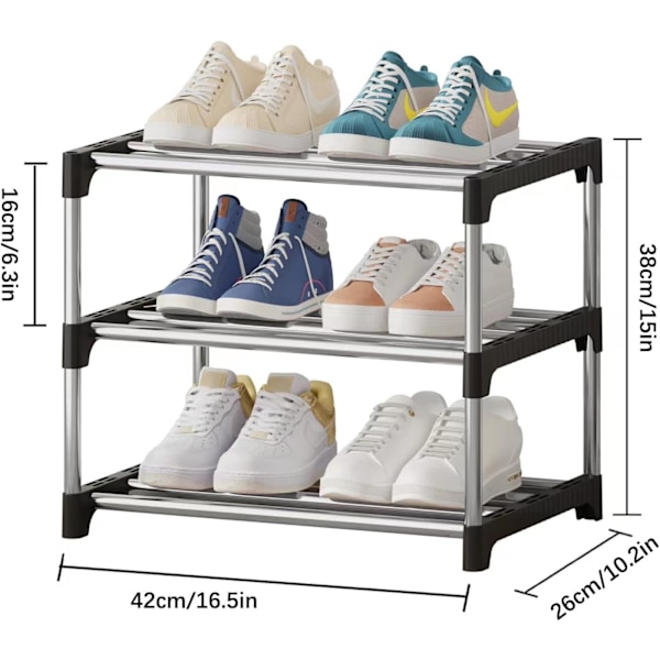 Small Shoe Rack, Stackable Shoe Shelf 3 Tier, Shoe Storage, Easy Shoe Rack-X42-
