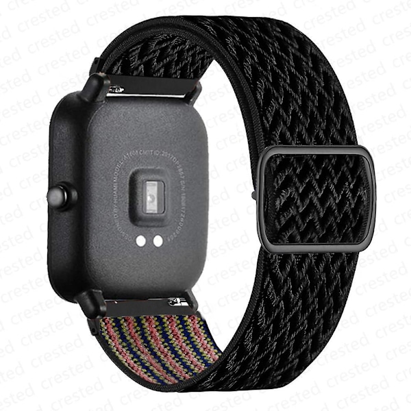 20mm/22mm Rem for Amazfit Gts 4//2/2e/3/gts2 Mini/gtr 4/3/pro/gtr2/47mm/stratos Nylon Elastisk Klokkereim Amazfit Bip Rem Offisiell svart Official black 20mm