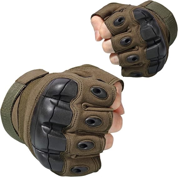 Tactical Fingerless Gloves for Motorcycle Hunting Gloves (Green)-FS-