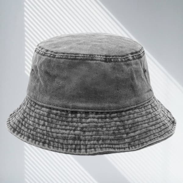 Denim bøttehatt Unisex Solhatt Bred brem Bøttehatt Menn Kvinner Tenåring Utendørs (grå)