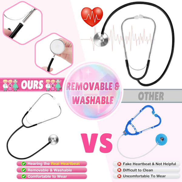 Doctor Costume for Kids - Scrubs, Stethoscope, Lab Coat - Halloween Costume, Career Day Costume for Girls 3-12 Years 3-4 T-X41- 3-4 T Rose
