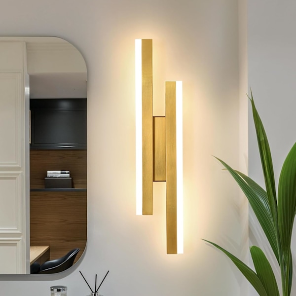 Inomhus LED-vägglampor, 16W Akryl LED-vägglampa Varm, Vägglampor för Sovrum Vardagsrum Korridor Hall-FS5- Gold