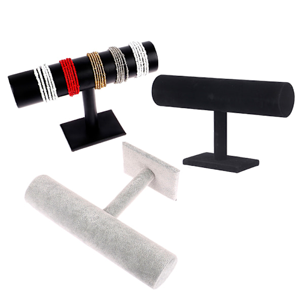 T-Bar Sammet Hårband Pannbandshållare Butiksdisplay Stan-FS1- dark black