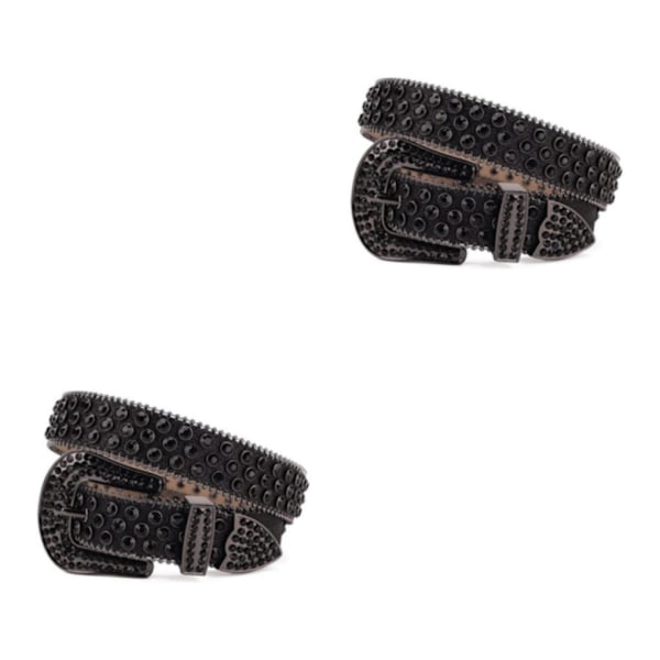 1/2/3/5 Y2K Stil Rhinestone Bælte Western Rhinestone Bælte Til Sort 105cm-FS1- Black 105cm 2PCS