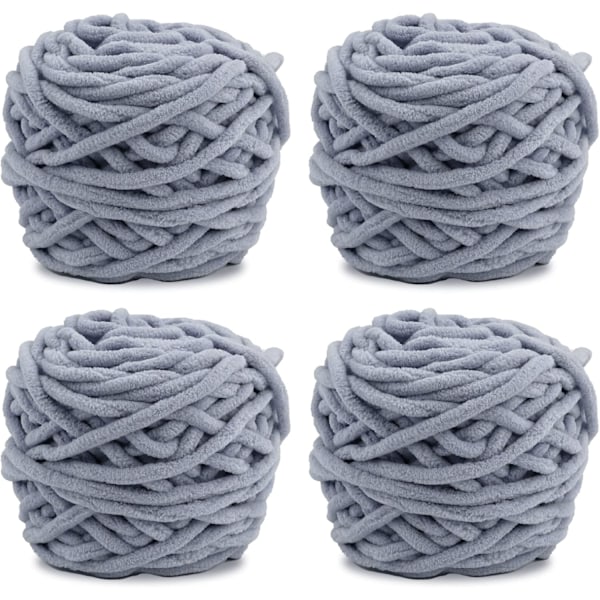 Stickgarn 4x Stickgarn för Virkning, Mjukt Chunky Garn för Garnprojekt-X44- grey