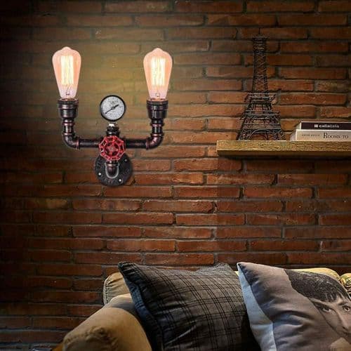 Retro vannrør industriell vegglampe interiør retro vannrør-FS-