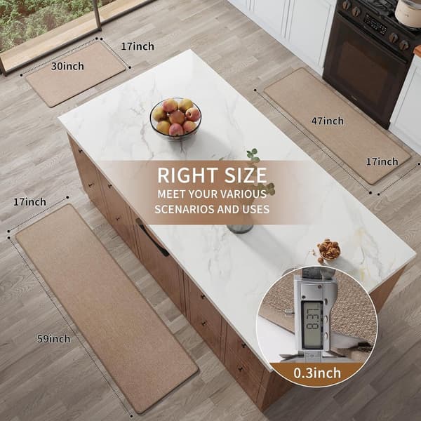 Non-slip Kitchen Mat 44x75cm, Washable with Rubber Backing for Floors, Brown Brown