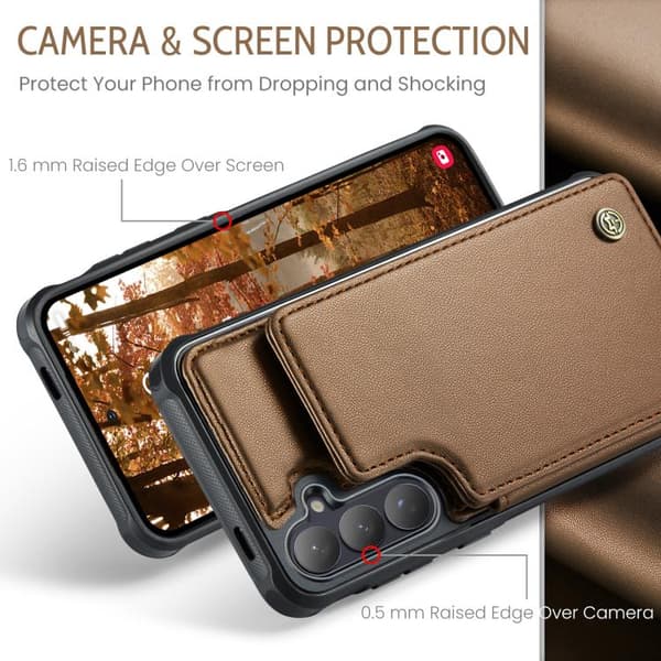Samsung Galaxy S26 5G Case with Card Slot RFID Protection Brun