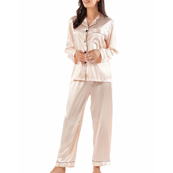 Naisten Pyjama-setti Silkkinen Satiinipyjama Pitkä