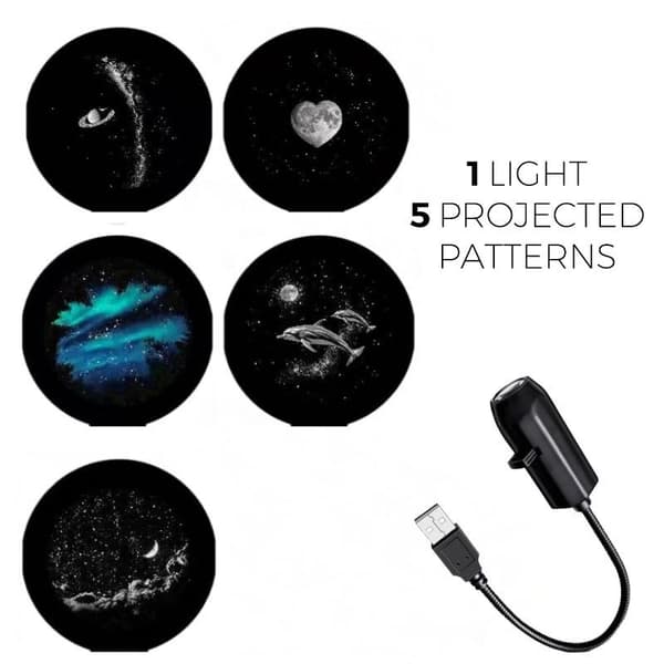 USB-projektorlampe Natlampe Roterbare scener Projektor Til