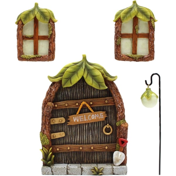 Fé dörr och fönster för träd - Miniatyr Fé trädgård