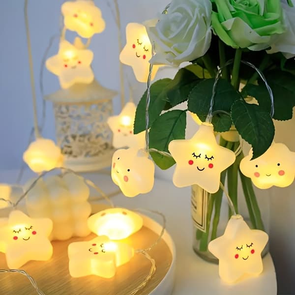 LED lyskæde 10 lys Varm Hvid Plast Batteridrevet 10 Lights Warm White