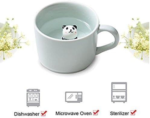Söt kaffemugg, Kawaii mjölkte keramiska muggar, 3D-djur morgonkopp present bröllop, födelsedagar (Panda)-FS-