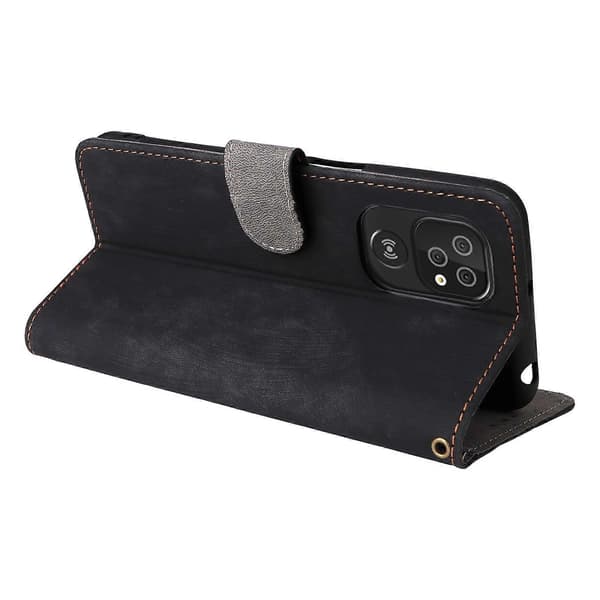 Compatible with Doro 8100/8200 Wallet Case PU Leather Phone Cover Stand with Strap Black