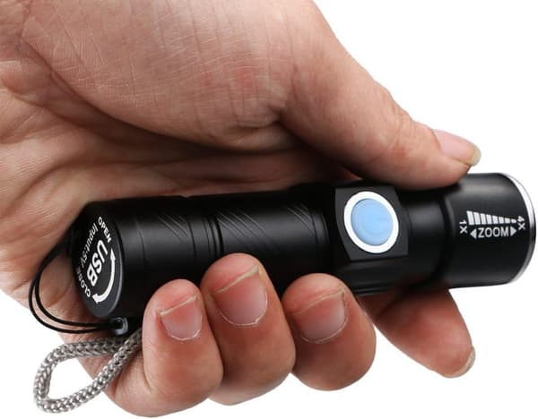 USB-ladattava LED-taskulamppu, erittäin kevyt minitaskulamppu, ZQKLA