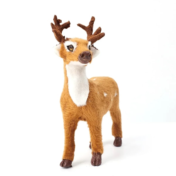 Plush Rensa Djur Jultomte Elk Simulering Juldekorationer för Hem God Jul's Present Nyårsdekorationer 15x15cm (S)