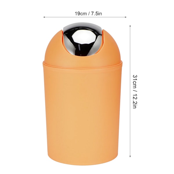 Mini Flip Lock Hemma Vardagsrum Sovrum Skrivbord Sängbord Plast Sopkorg Sopbehållare Orange