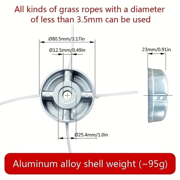 1 stk. Universelt gresstrimmerhode i aluminiumslegering med stål- og nylontråd, reservedeler for gressklippere-FS-