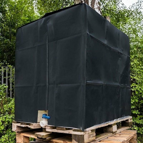 IBC-lås til 1000L vandtank - Tankbeholderlåg - Støv- og UV-resistent regn (sort)