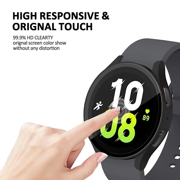 Herdet glass + PC-beskyttelse for Samsung Galaxy Watch4 5 6 44mm 40mm Fullt dekkende etui Galaxy Watch4 5 tilbehør Galaxy Watch5 44mm