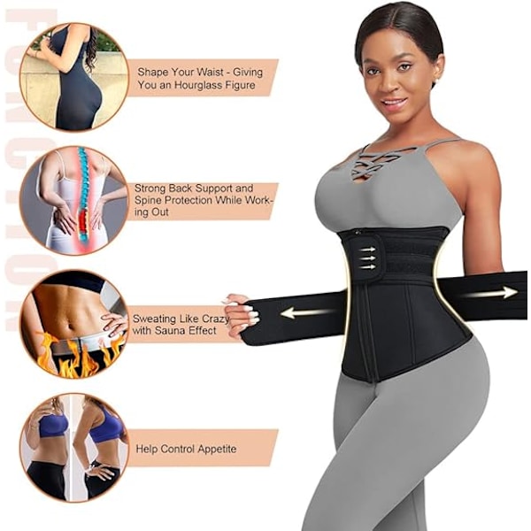 Midjetränare för kvinnor Plus Size Dubbla Bälten Neopren Träningskorsett Midjetrimmer-FS2- M