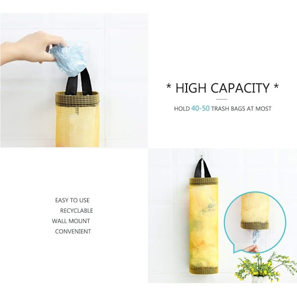 3 stk Nylon Søppelposeholder, Hengende Mesh Bag Organizer