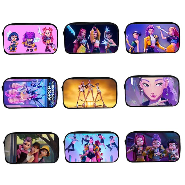 Kpop Demon Hunters Pencil Case for Students Cartoon Pen Box Stati