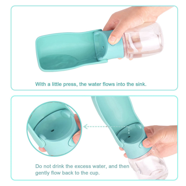 Foldbar hundevandflaske, hunderejsevandflaske (blå 350 ml)