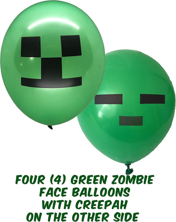 24-pack Pixel Miner Craft Style Gamer Party Balloons - Large-FS-